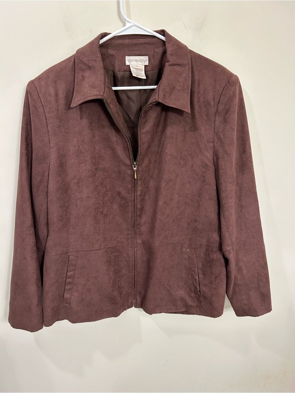 Classic Women's Worthington Suede Full Zip Jacket in Chocolate Brown